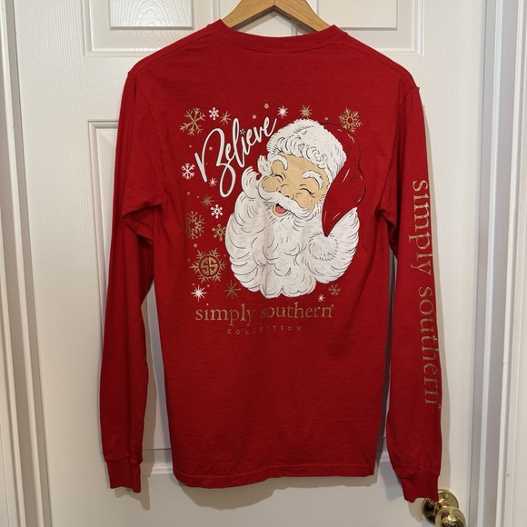 Simply Southern Tops - Simply Southern Believe Santa Claus Long Sleeve T-Shirt Adult Small 100% Cotton